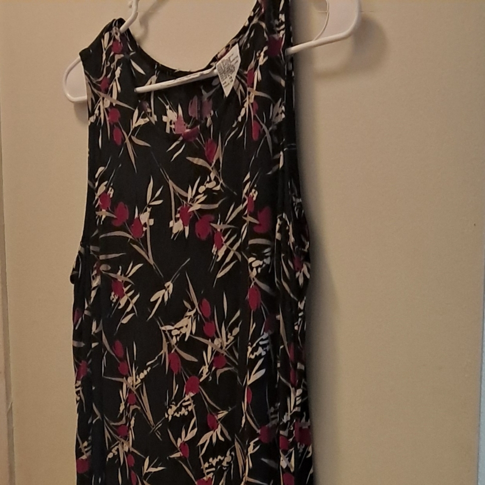 Studio Ease Black and Red Floral Long Dress